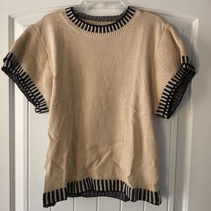 Elegant Cream and Black Knit Top